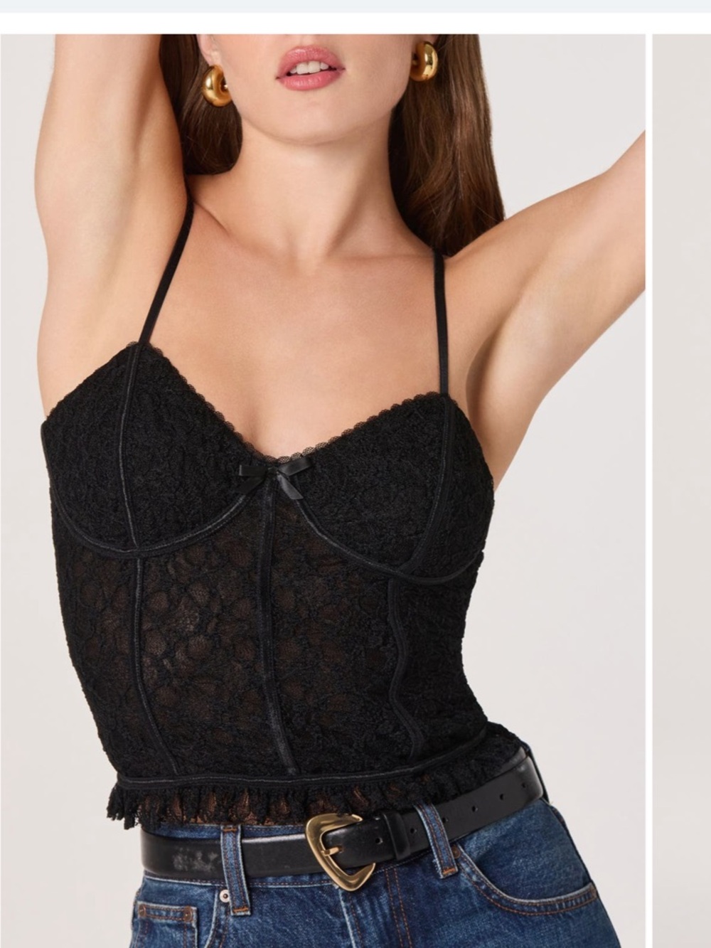 Astr Black Lace Corset-Style Cami